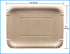 Pappteller 23 x 17cm, rechteckig , braun (50Stck.) (0,06 EUR/st)Imbissteller,