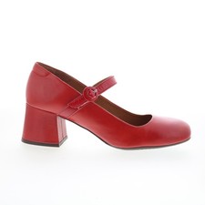 Miz Mooz Seely Womens Red Leather Hook Loop Pumps Heels Shoes