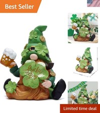 Green St Patrick  s Day Handmade Gnome 6" H Resin Standing Figurine for Spring...