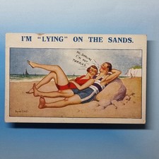 Donald McGill Comic Postcard C1930 Beach Belle Letchy Man Not Married