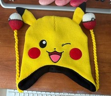 Pokemon Pikachu Yellow Poof Ball Stocking Beanie Cap Hat L k  