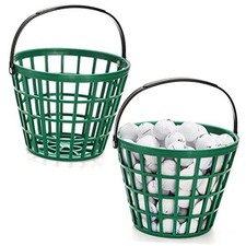 2 Pack Plastic Golf Ball Basket, Golfball Container Ball Bucket with Handle,