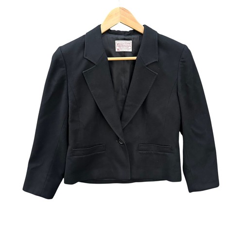 Pendleton, Pendleton Petite Vintage Womens 6P Wool Blazer Black USA Cropped Jacket
