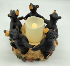 Jeff Fleming Bearfoots Black Bear Votive Candle Holder Figurine Big Sky Carvers