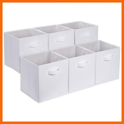 Collapsible Fabric Storage Cubes Organizer with Handles, Sturdy Storage Bins,...