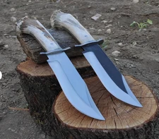 2pcs Hand Forged Fixed Blade Bowie Knife Custom Knife Hunting Knife Stag Handle