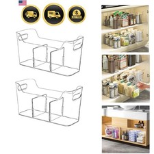Tall Narrow Clear Bins with Dividers, Plastic Containers for Organizing Kitch...