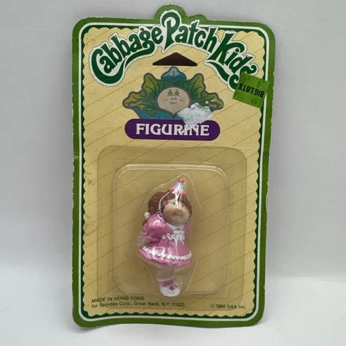 1984 Cabbage Patch Kids Mini Figurine Toy Pink Birthday Party Girl Dress Brown