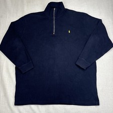 Polo Ralph Lauren 1/4 Zip Pullover Sweater 2XLT Tall Navy Blue 100 Cotton
