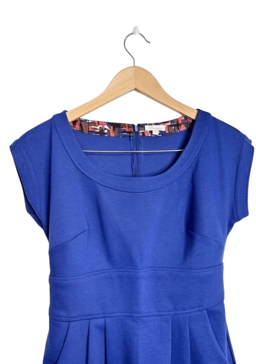 VETEMENTS Abito Shoshanna taglia 6 blu royal tubino lunghezza ginocchio zip scollo barca