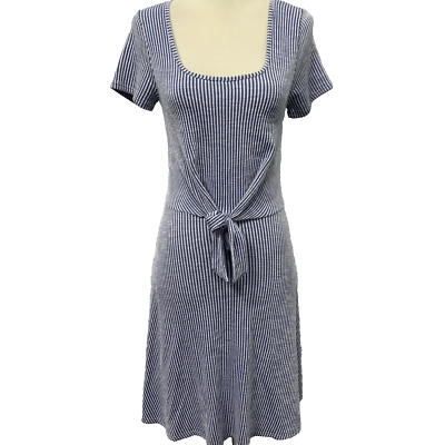 caution to the wind blue dress Caution to the Wind Womans blue/white striped tie front dress Size Medium