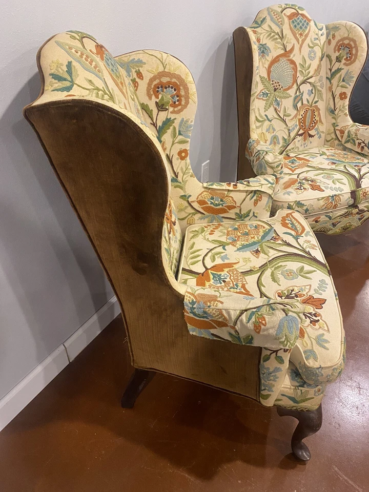 Pair Of Mary Webb Wood, Woodmark Originals Tree Of Life Queen Anne Style Crewel - Image 4 of 4