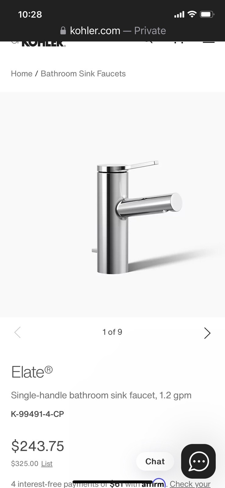 Kohler Elate K-99491-4-CP Bathroom Sink Faucet Pol. Chrome PopUp Drain ...
