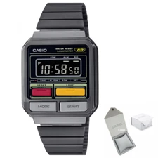 Casio A120WEGG-1B Black Vintage Series Digital Watch New Front Buttons