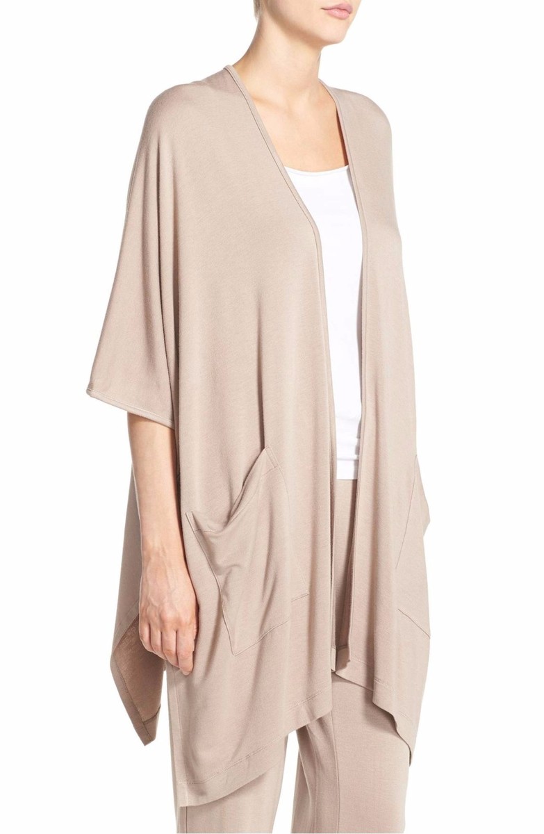 Natori LOUNGE Cashmere Beige Jersey Square Topper Poncho Tank Top Pant  L