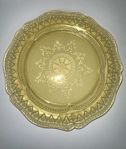 Vintage Federal Amber Yellow Depression Glass Patrician Spoke 11" Dinner Plate