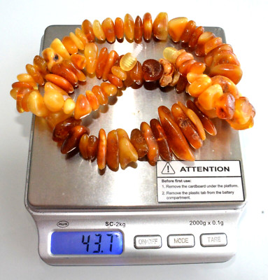  49cm = 44gr RUSSIAN SOVIET BALTIC AMBER BEAD NECKLACE 琥珀 BRACELET STONE PENDANT