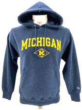NEW Michigan Wolverines Champion LS Navy Hoodie Hooded Sweatshirt Men's L