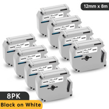 8PK M-K231 M231 For Brother P-Touch 12mm Label Tape White 1/2" PT-55 PT-85 PT-70