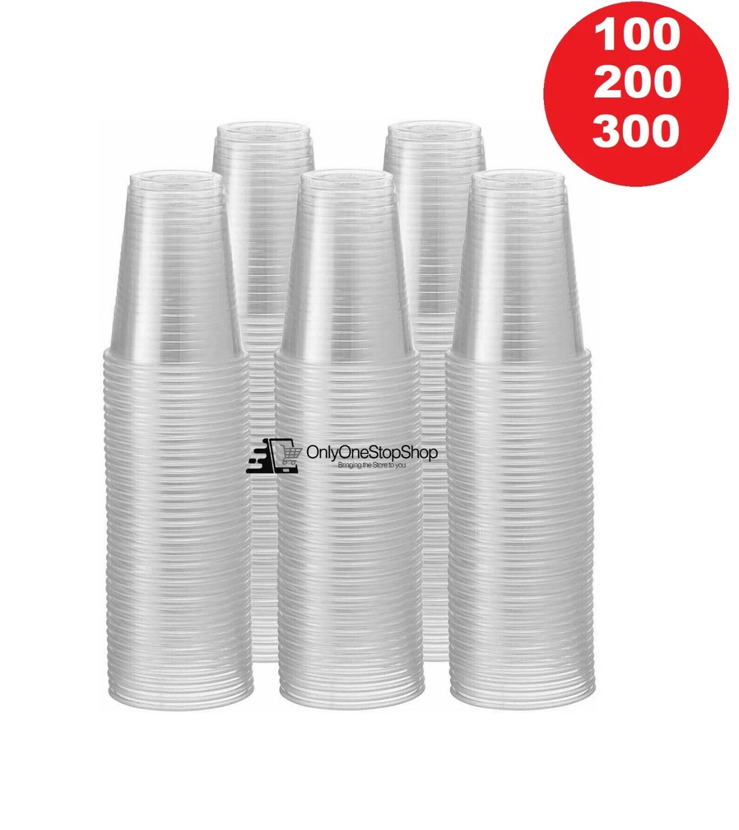 100] Translucent Plastic Cups - Disposable 7 ounce Cold Drink