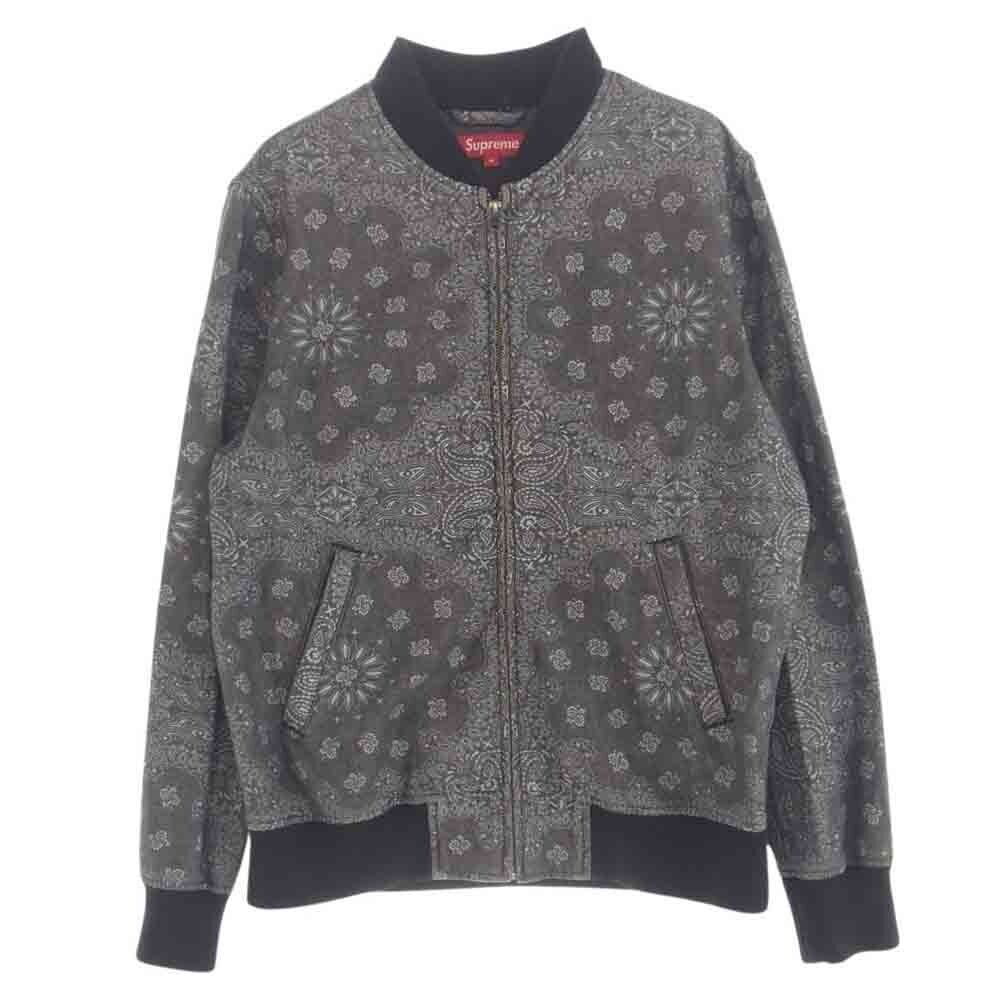 Supreme 13SS Denim Campus Jacket Paisley Bandana Pattern Black 