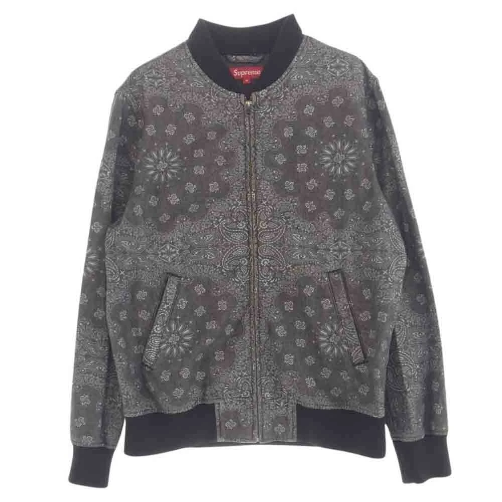 Veste campus en denim Supreme 13SS motif bandana cachemire noir taille M