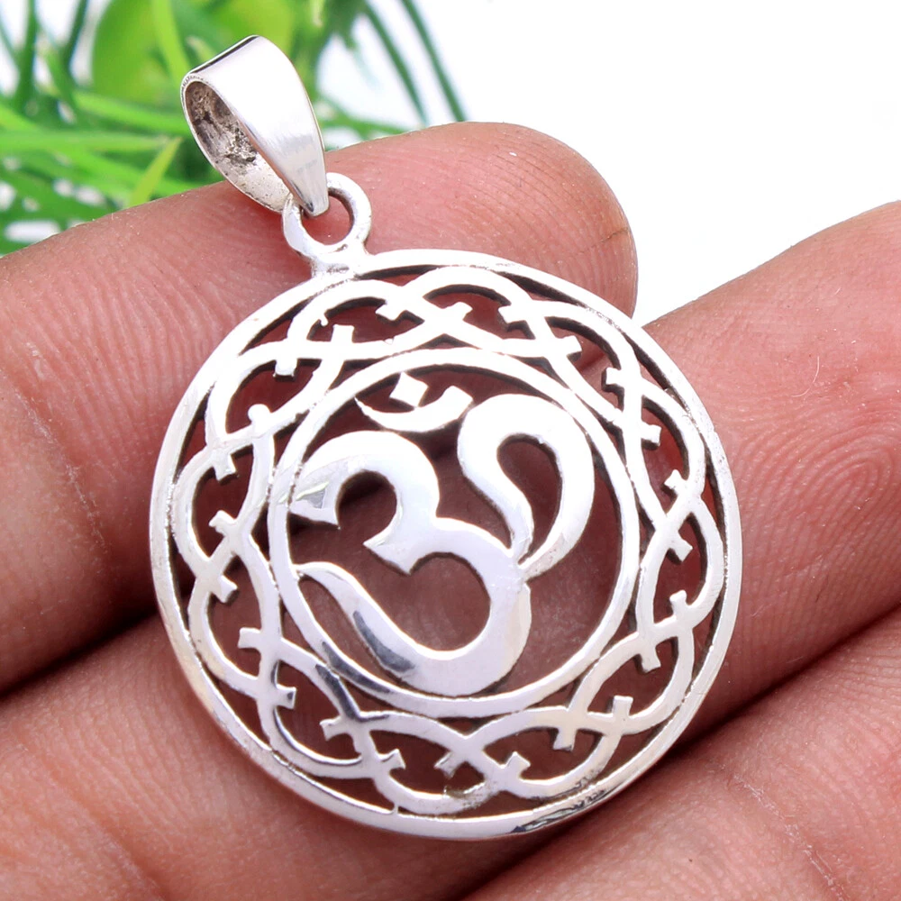 HANDMADE Fine Jewelry 925 Solid Sterling Silver Hindu om Pendant 1.1