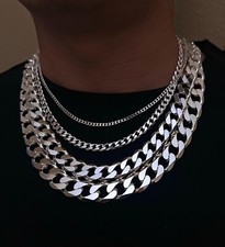 .925 Sterling Silver Cuban Link Chain Necklace 1.5mm  13mm Men Women 16"  40"