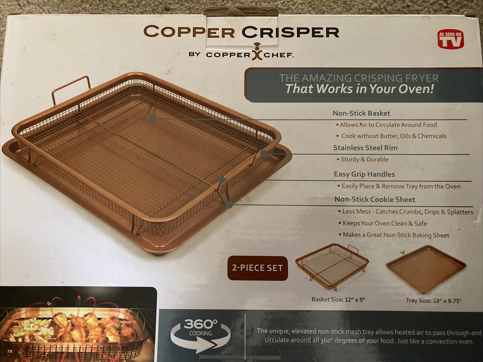 Copper Crisper By Copper Chef Seen On TV Use Your Oven as an Air Fryer USED 2 pc