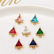 10pcs CZ Pave Triangle Pendant Connector,Cubic Zirconia Triangle Charm With Loop