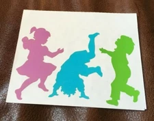 3 x 4" MRS GROSSMAN STICKERS: CHILDREN PLAYING PURPLE BLUE GREEN *