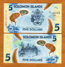 Solomon Islands, $5, ND (2023), P-New A/7-Prefix, Polymer, UNC