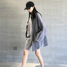 Donna Giacca Corduroy Maglia Cappotto Casual Vintage Oversize Largo Moda