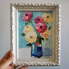 Roses Painting Impasto Oil Painting Floral Art Original Art 3d Painting 8x6