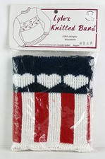 VTG NEW Lyle's Knitted Band 348 USA Flag with Hearts - Sweater Band Insert