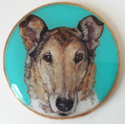 Collie Smooth Dog Original Art Brooch Pin