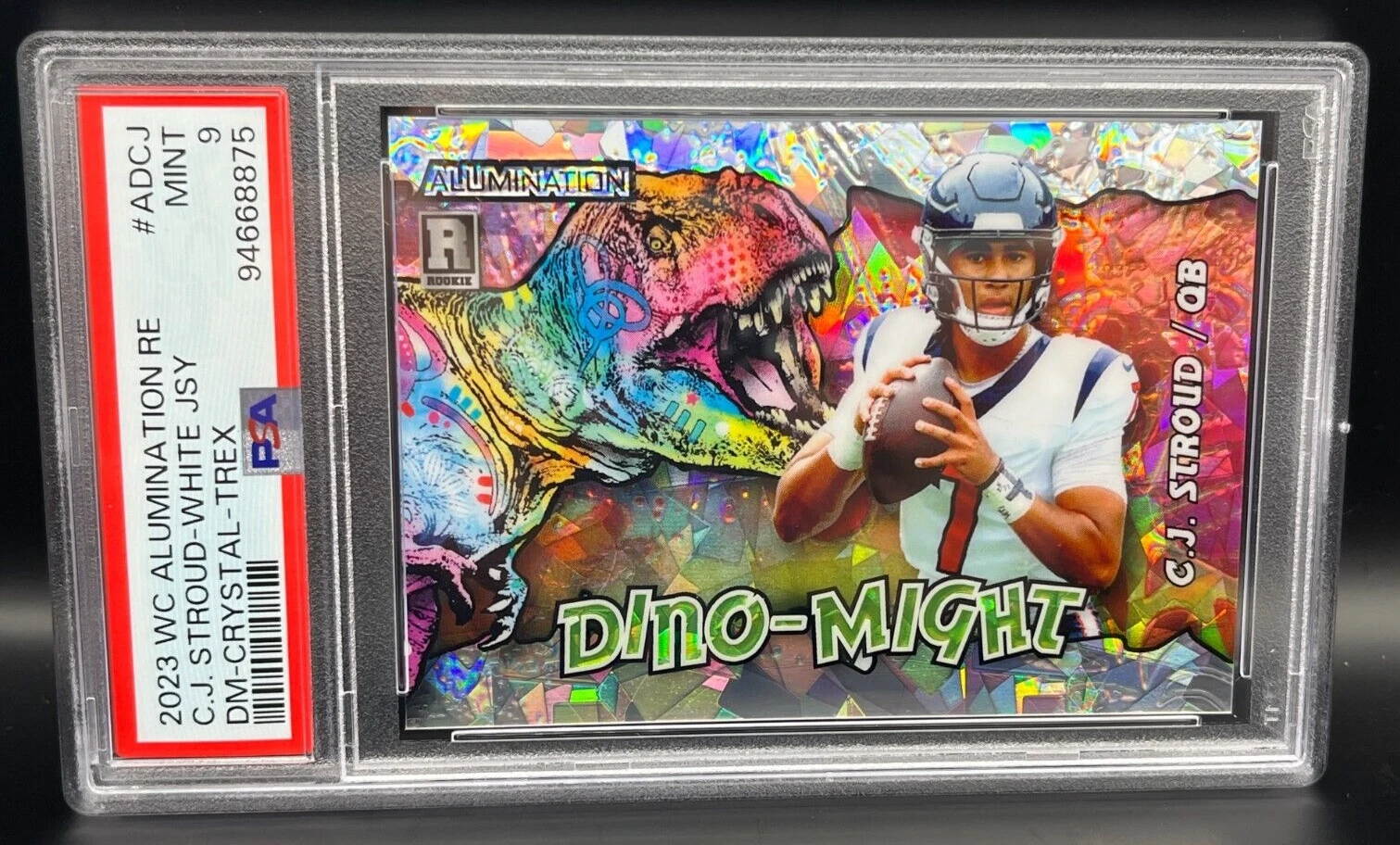 CJ Stroud Wild Card Alumination Rookie Edition Dino-Might #ADCJ White Jersey-Crystal-Trex