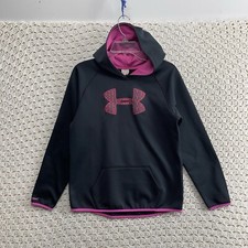 Under Armour Coldgear Loose Hoodie Sweatshirt Pullover Youth Sz YXL Black Pink