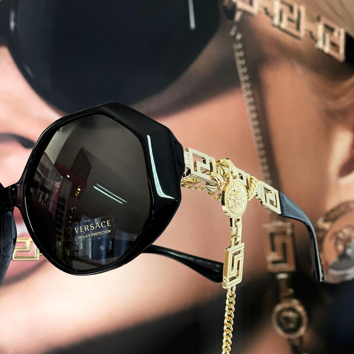 New Versace MOD. 4395 5345/87 Black Oversized Sunglasses w