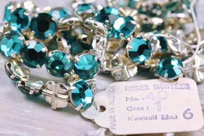 Austrian - VINTAGE 8mm Crystal Rose MONTEES - 2-hole Crystal sew-on beads -