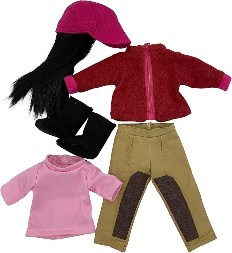American Girl Horseback Riding Outfit with Wig Cap for 14-18 Inch Dolls