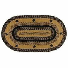 Star Black Braided Area Rug By IHF Rugs. 4' x 6' Oval Rug. Black, Tan