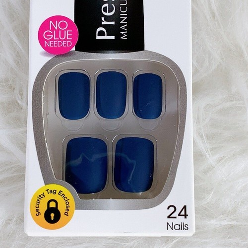Kiss Impress Press On Nails Navy Blue Matte Short Squoval Groove It - Picture 4 of 6