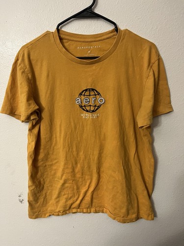 ✅ Aeropostale Graphic Tee Herren T-Shirt Größe M gelb mit Logo