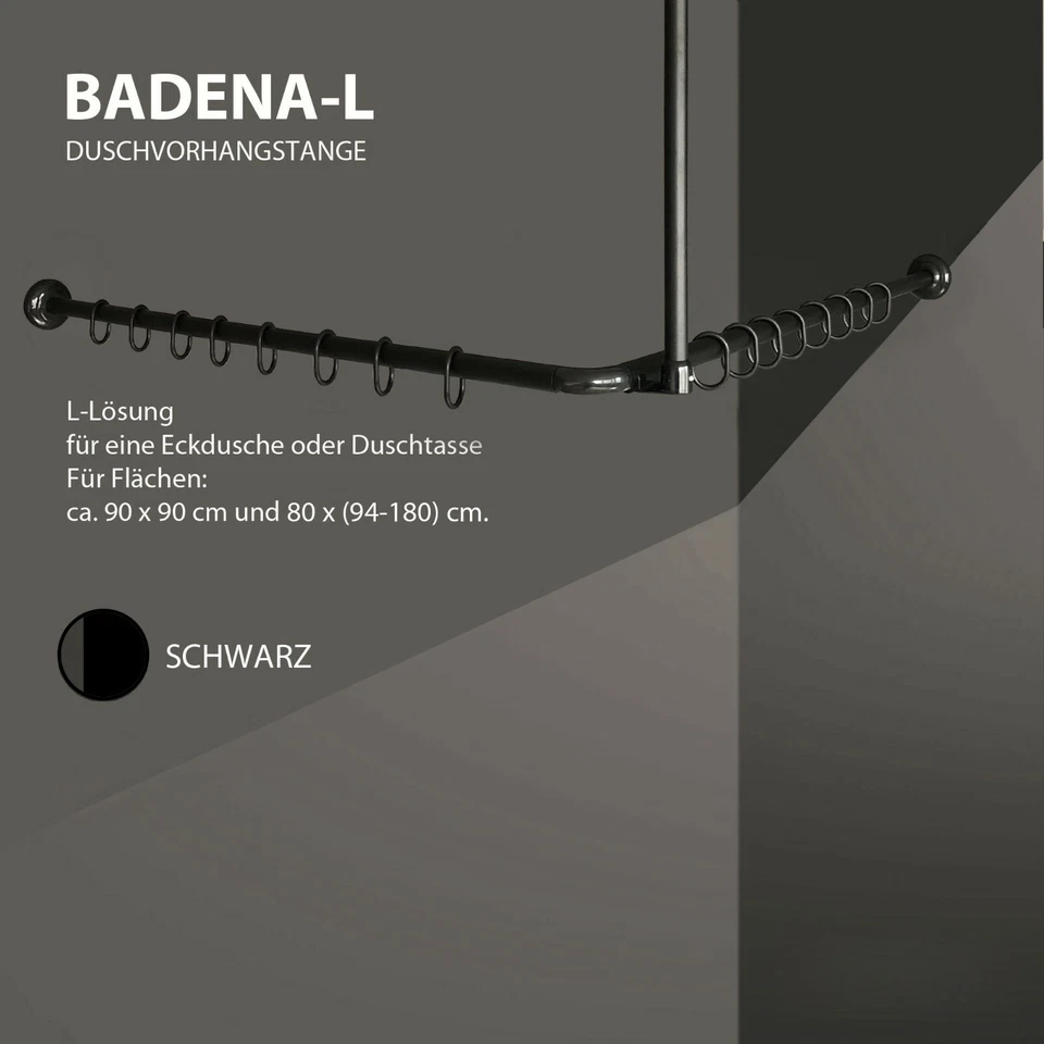 Shower Curtain Rod Angle Bar U, L, Shape up to 3m inc Rings - Image 2 of 4