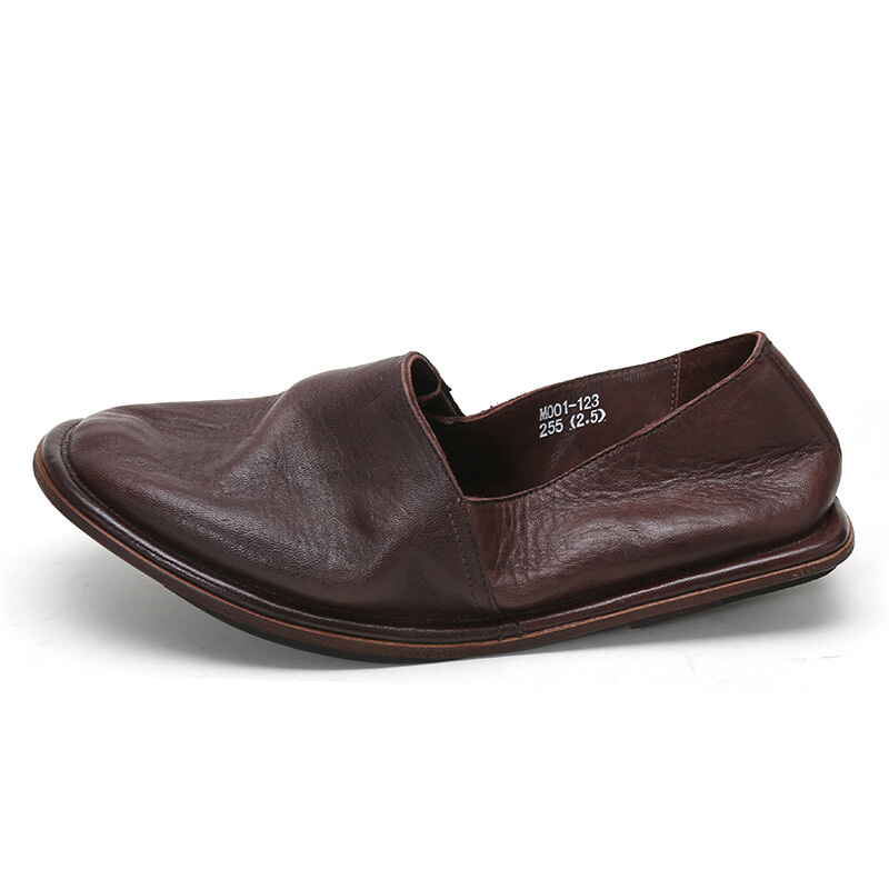 Men's Japanese Style Handmade Slip on Loafers Real Leather Flats