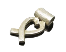 925 Sterling Silver  Vintage Smooth Love Heart Ribbon Slide Pendant  PT18016