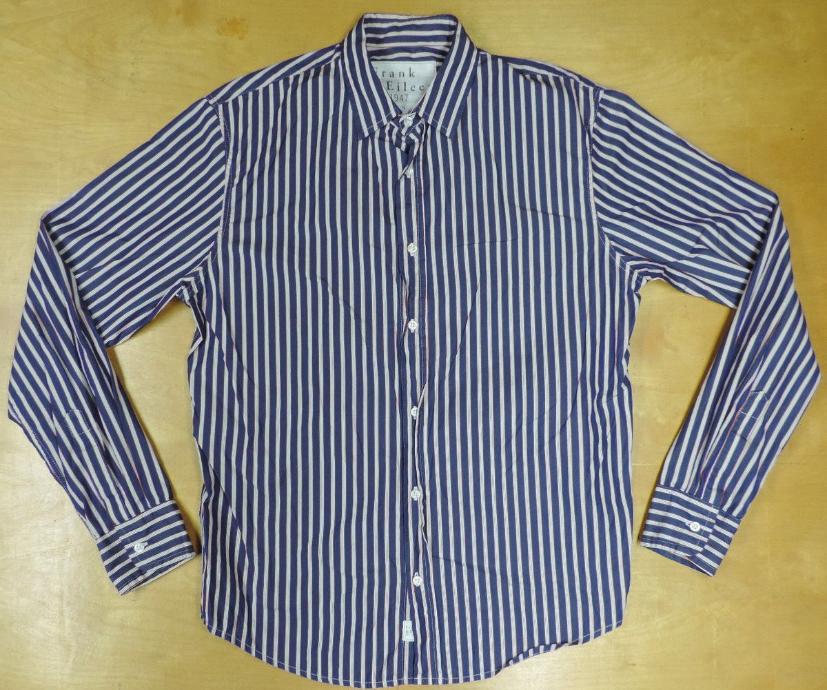 Frank & Eileen Blue w White & Red Striped Italian Cotton Paul 
