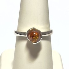 Authentic Baltic Amber 925 Sterling Silver Ring Jewelry s.6.5 JY3552