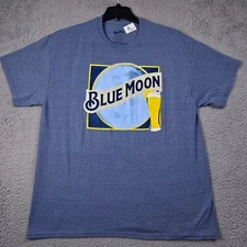 BLUE MOON BEER SHIRT Mens Blue Extra Large XL CASUAL Brew Outdoors Hunting NWT
